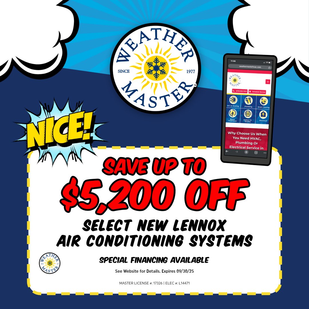 Nothing says relaxation like a cool, quiet home. If your AC sounds more like a lawn mower than a whisper, it’s time for an upgrade. For a limited time, save big on a brand new Lennox AC system and enjoy the peace (and quiet) you deserve.

weathermasterhvac.pulse.ly/ocqqf7bzui