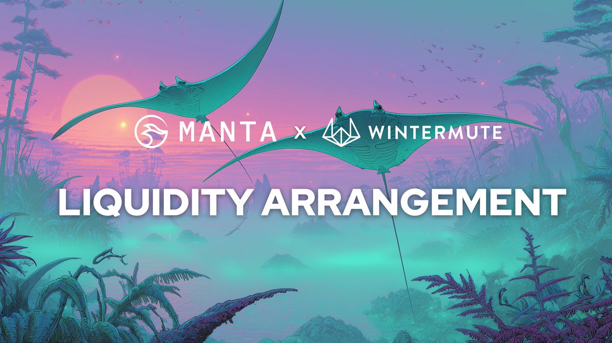 Manta Network (🔱,🔱) (@mantanetwork) on Twitter photo 🔱 Manta Network has officially entered into an arrangement with <a href="/wintermute_t/">Wintermute</a> to provide liquidity for $MANTA.
To support this, 7.5M $MANTA will be loaned to the Wintermute team. 🔱 Manta Network has officially entered into an arrangement with <a href="/wintermute_t/">Wintermute</a> to provide liquidity for $MANTA.
To support this, 7.5M $MANTA will be loaned to the Wintermute team.
