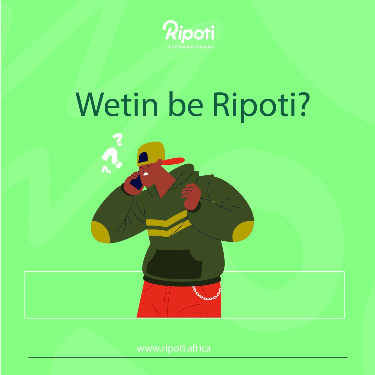 Wetin be Ripoti? 

You don hear about Ripoti before? If you never sabi am, make we yarn you wetin e be. 

Ripoti na platform wey Paradigm Initiative create make anybody fit report any kind wahala wey dem face for online. Dem don ever shut down your internet without notice? No