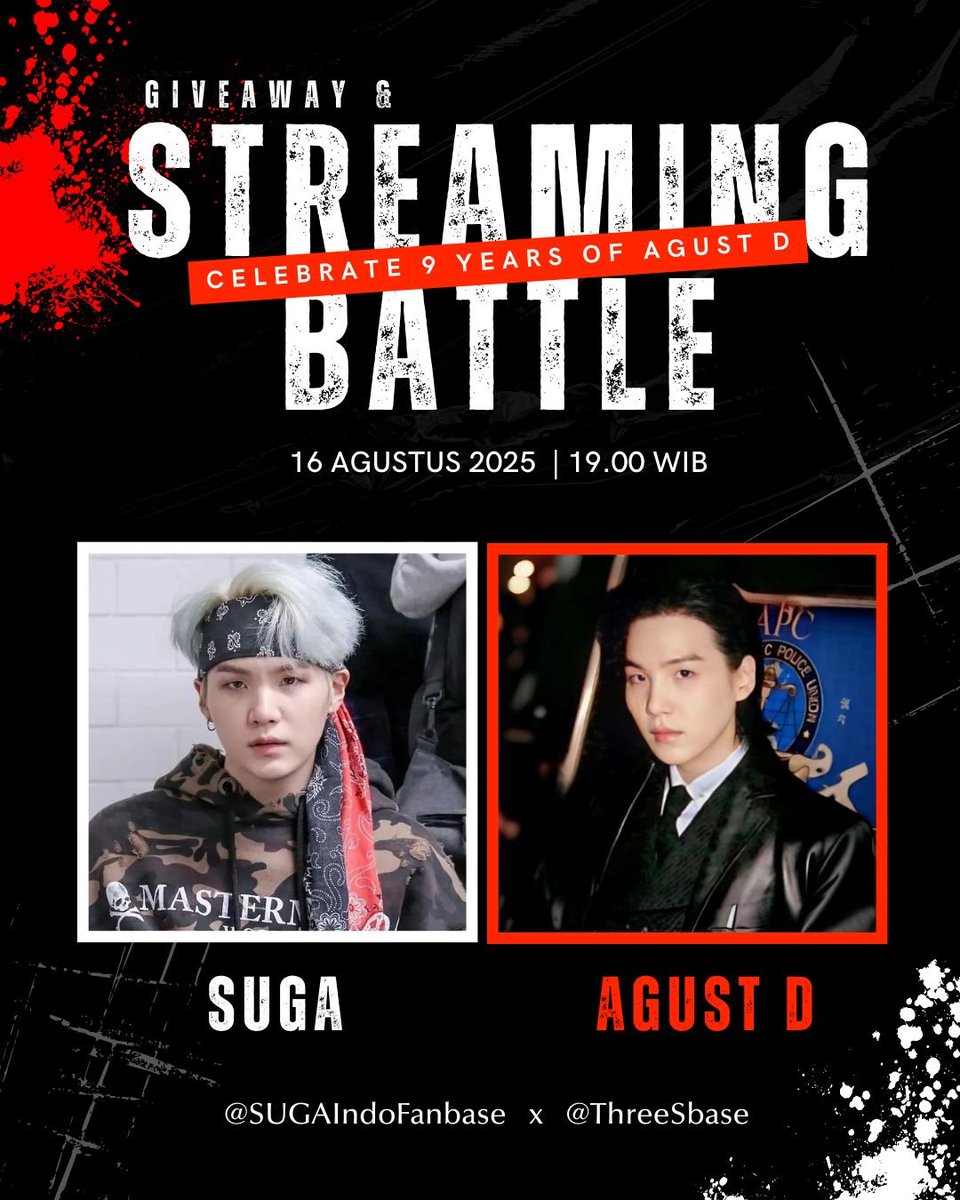 STREAMING BATTLE PARTY 🎉

Dalam rangka Anniversarry mixtape Agust D yuk kita rayakan dengan streaming party!

📅 Sabtu, 16 Agustus 2025
🕕 Trending Event: 18.00 WIB
🎵 Streaming Party Start: 19.00 WIB

Jangan lupa join dan pilih team kalian sekarang 👇
