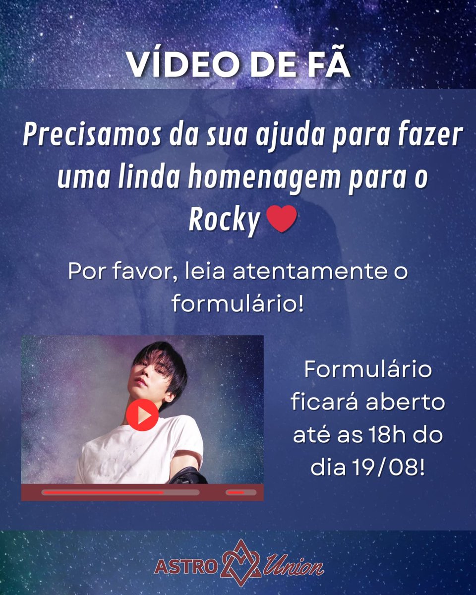 astrounionbr's tweet photo. 📢 Já está no ar o formulário para participarem do vídeo de homenagem! 

Envie sua contribuição até o dia 19/08 e faça parte desse momento especial! ✨

🔗 https://t.co/T3m02700uw https://t.co/sUdx7KInS2