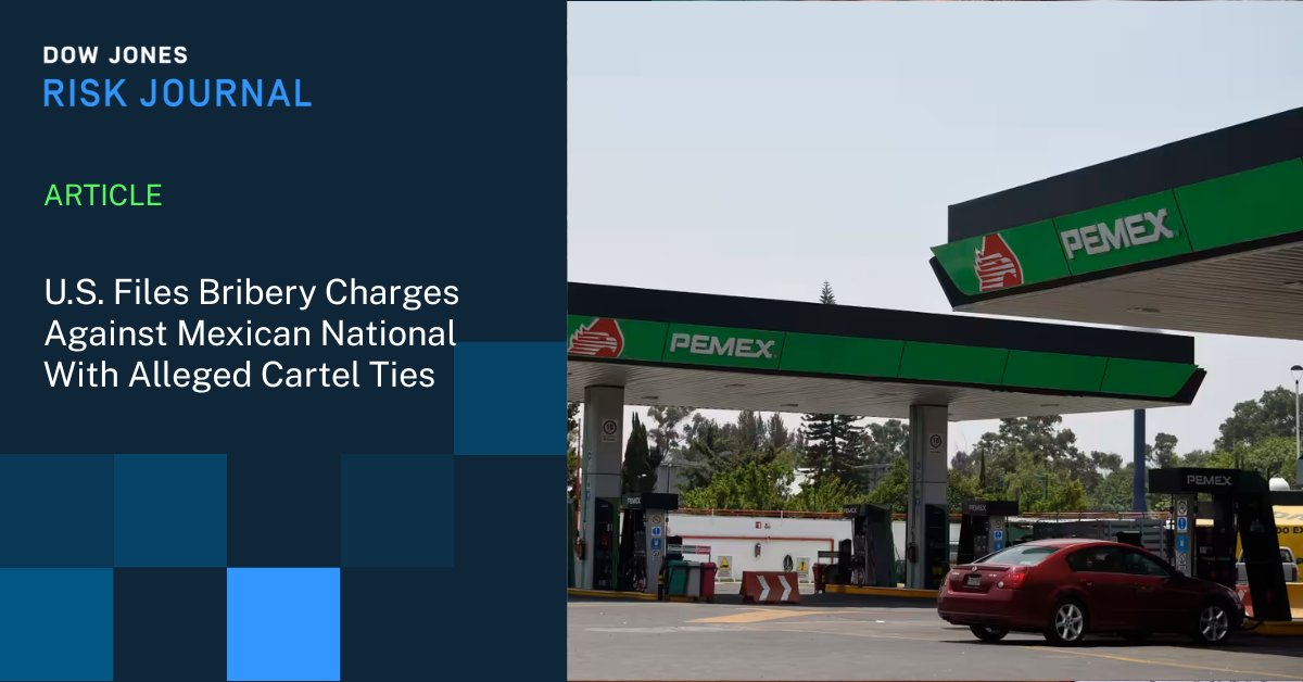 🚨ALERT: #DJRiskJournal Exclusive🚨 The U.S. Justice Department has filed #bribery charges against 2 Mexican businessmen, marking the first foreign bribery case of the second Trump administration.

Read more: bit.ly/3JhdN4M 

#Pemex #RiskManagement