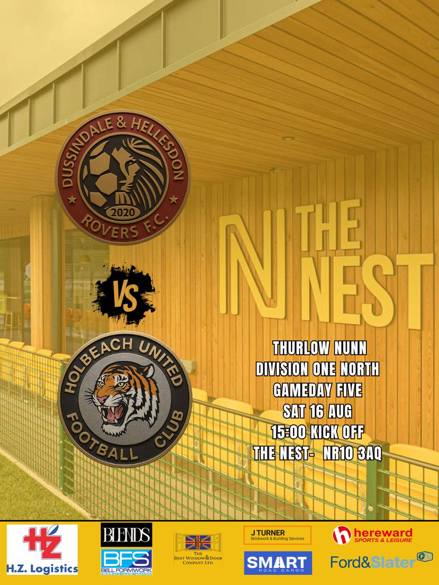 🐯NEXT UP 🟡⚫️

We look forward to travelling to The Nest to face Dussindale &amp; Hellesdon Rovers in league action 🏟️
 
⏰ 3pm Kick Off
🏟️ The Nest | NR10 3AQ 

#COYT #Thepack #upthetigers #thurlownunnleague #step6