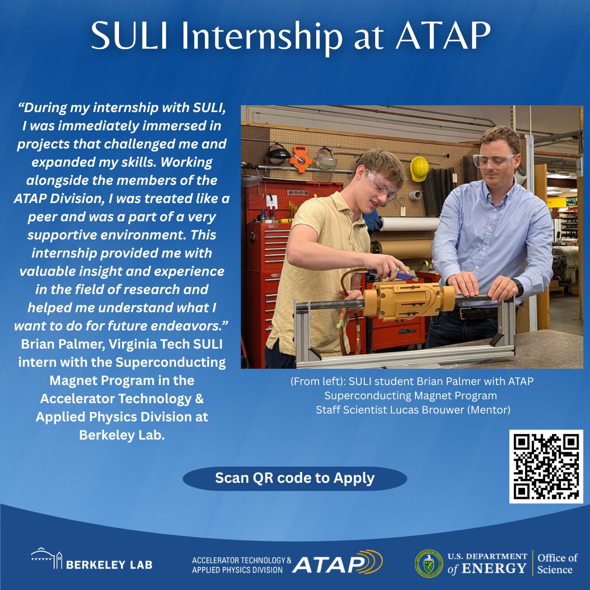 LBNLatap's tweet image. Read about the experiences of our @DOEscience SULI interns as they work with our internationally renowned scientists on cutting-edge #ParticleAccelerator research. Deadline to apply for the Spring 2026 cycle is October 1.
@BerkeleyLab @ENERGY @LaserNetUS
atap.lbl.gov/news/suli-inte…