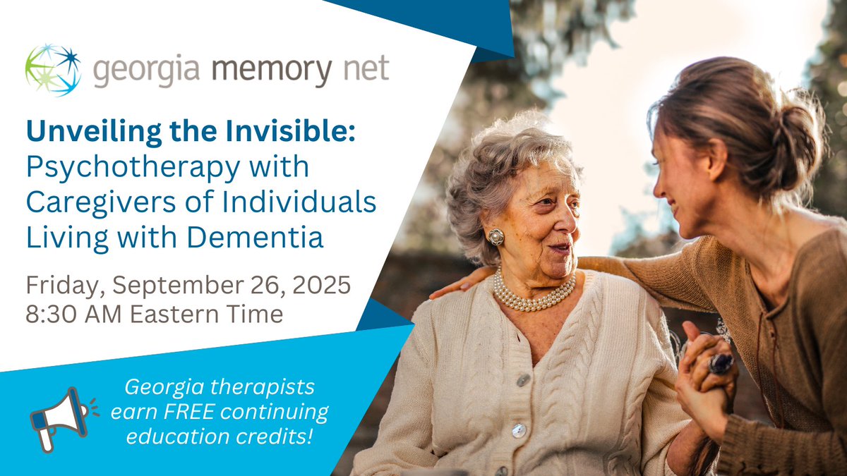 Therapists: Deepen your understanding of caregiver challenges. Join our free workshop, "Unveiling the Invisible: Psychotherapy with Caregivers of Individuals Living with Dementia." 🧠💻 #CaregiverWellness #DementiaCare #ContinuingEducation

zoom.us/meeting/regist…
