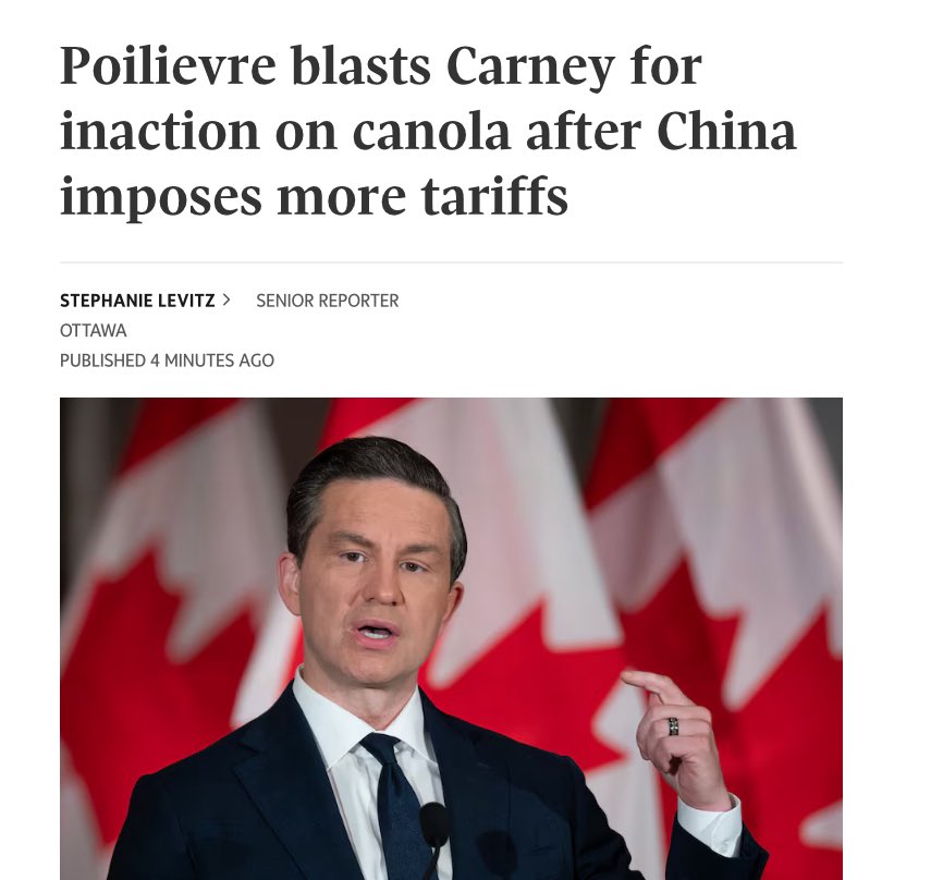 JohnBarlowMP's tweet photo. Mark Carney’s silence speaks volumes. 

@PierrePoilievre is the only one fighting for our farmers and standing up to protect a vital Canadian industry. https://t.co/RmhVMbaxUg