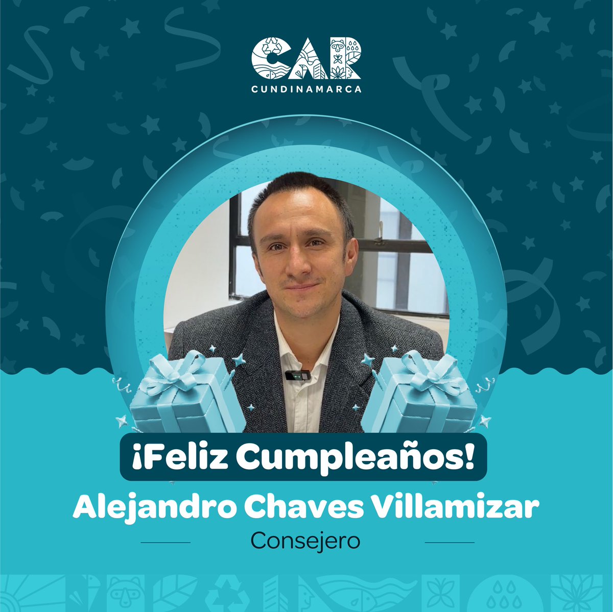 Consejero <a href="/AlChavesVi/">Alejandro Chaves Villamizar</a> , hoy celebramos tu vida, y tu compromiso con el territorio CAR. 🍃
¡Que este nuevo año te traiga alegría, amor y muchos sueños cumplidos!
¡Feliz cumpleaños! 🥳