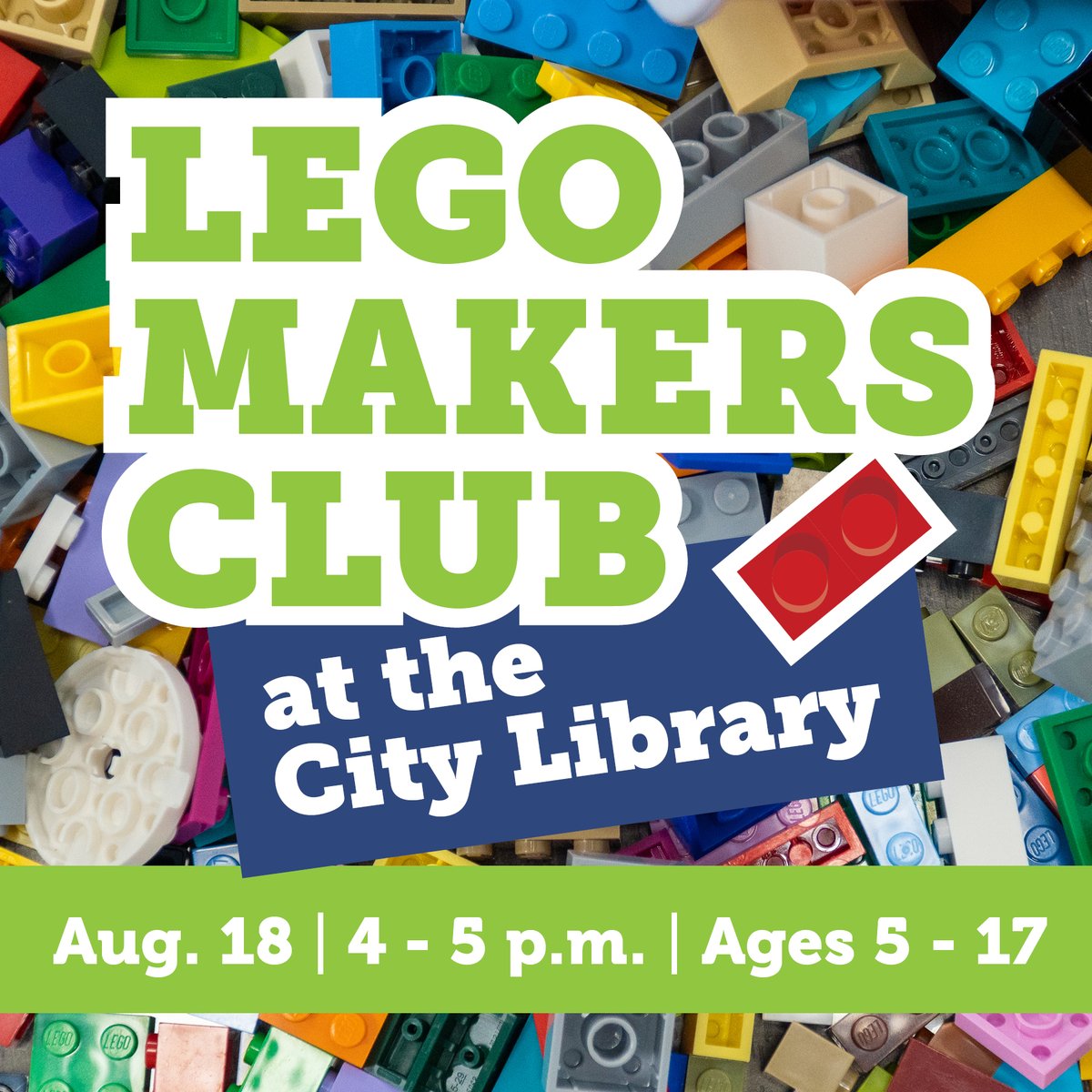 🧱 Get ready to build! Join us at the #CityLibrary on Sunday, August 18 at 4 p.m. for #LEGOMakersClub, hosted by the Altamonte Springs Science Incubator. Pick a challenge card, grab your LEGO set and see where your imagination takes you! Open to ages 5 to 17. LEGO sets are
