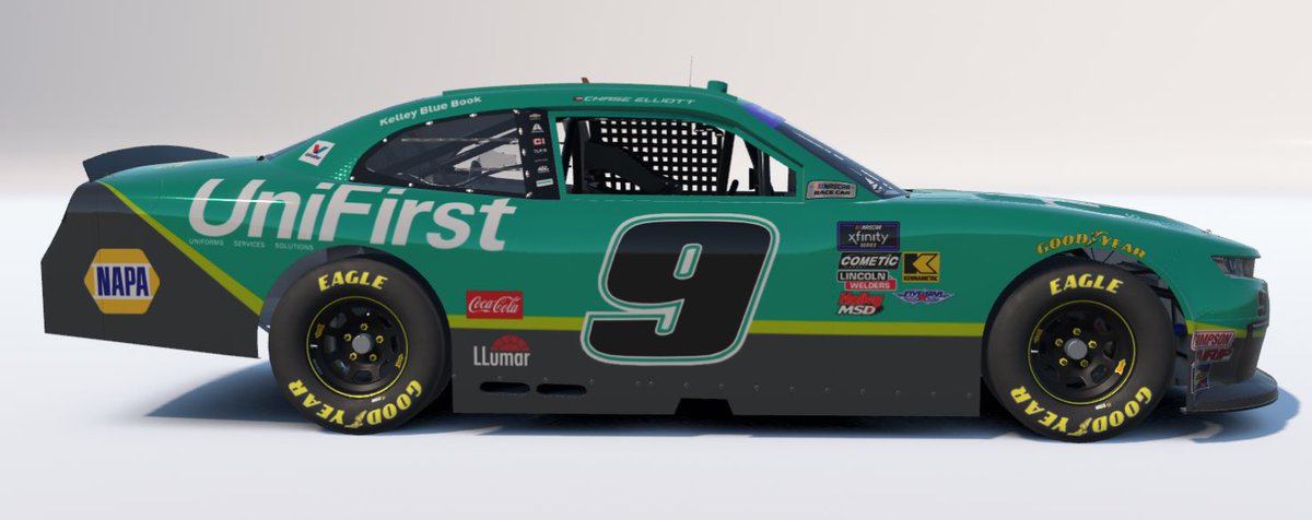 CHOwrapzit's tweet image. Chase Elliott2025 UNIFIRST
Chevy Camero Xfinity
Available on trading paints (sim stamped and custom number). Spec map included. 

@iRacing @chaseelliott @UniFirst_Corp @theNAPAnetwork @TeamHendrick @Hendrick9Team