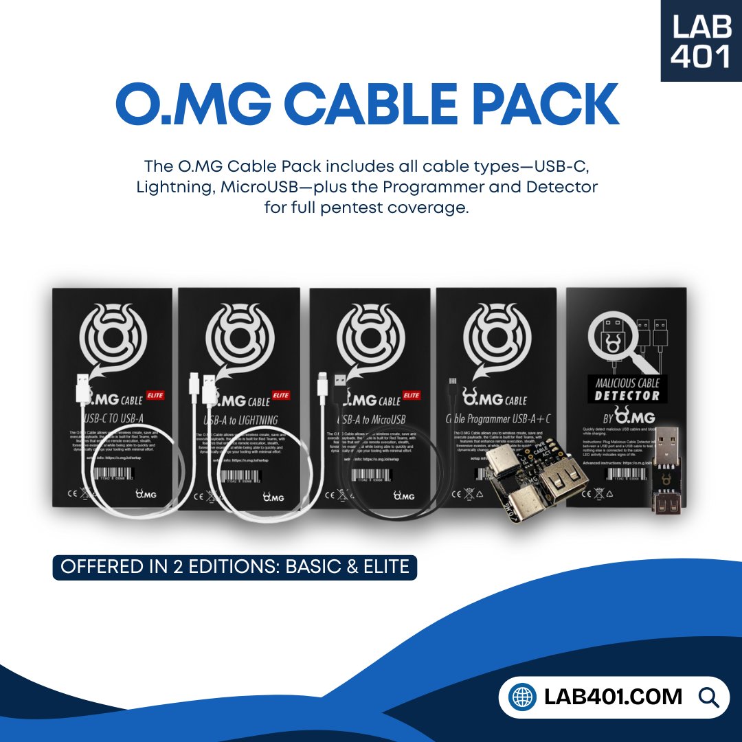 Lab_401's tweet photo. 🕵️♂️ The https://t.co/Qojqjljwj9 Cable looks like any USB cable—but hides a stealthy secret.
💻 Acts normal (data/power) until triggered to launch HID-attacks via custom payloads!
https://t.co/914zmnswUI
#CyberSecurity #OMGCable #pentesting #Lab401 #RedTeam https://t.co/l8Zpqv9452