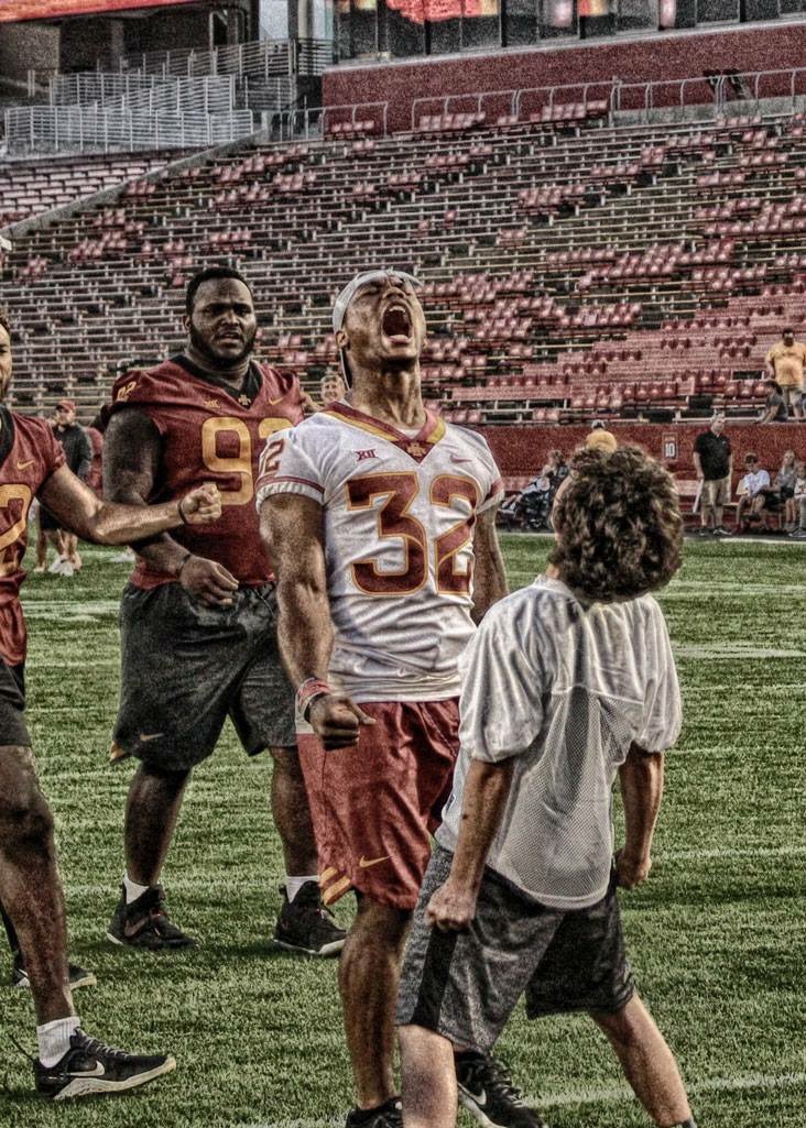 My absolute favorite thing and the most iconic photo I’ve ever taken was the night that David Montgomery celebrated with Josh after his touchdown at Victory Day