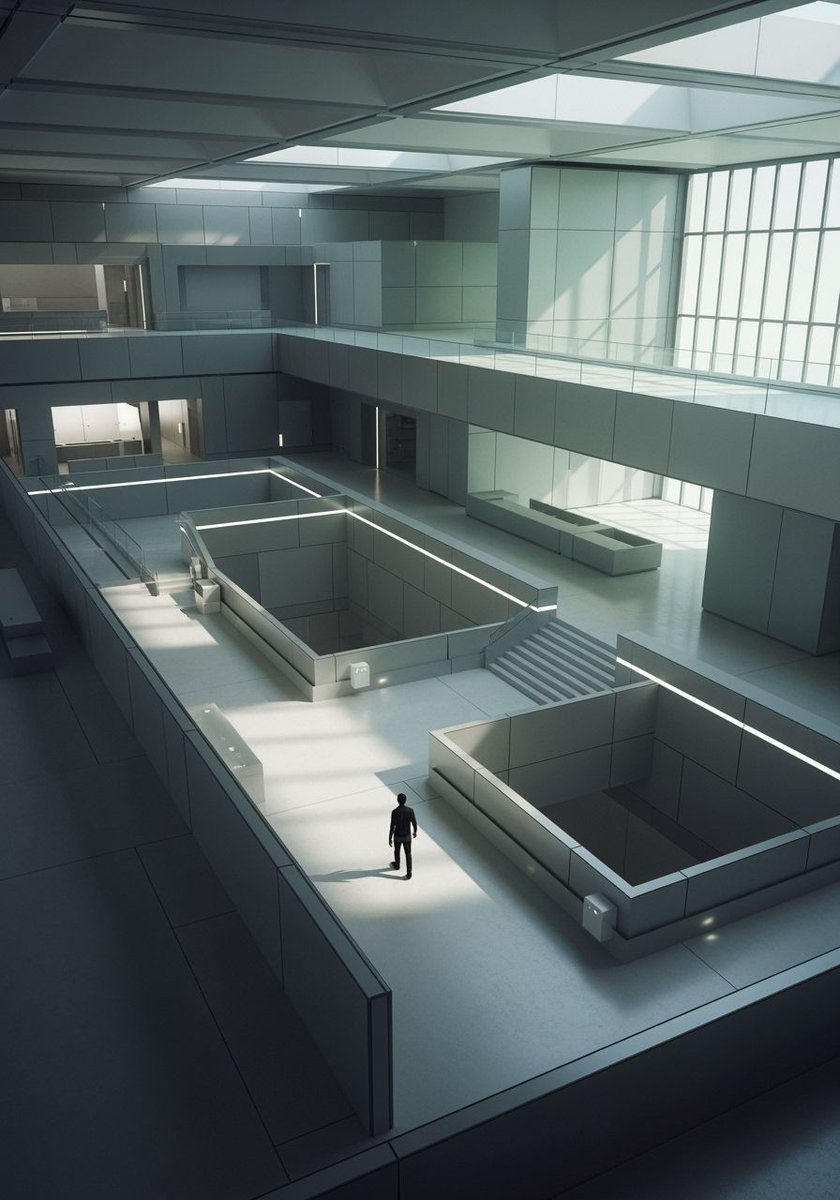 p_chusaengsri's tweet image. A figure stands in a vast, minimalist architectural space with light streaming through large windows, highlighting stark geometric forms.
#MinimalistArchitecture #GeometricDesign #LightAndSpace #ArchitecturalPhotography #ModernAesthetics