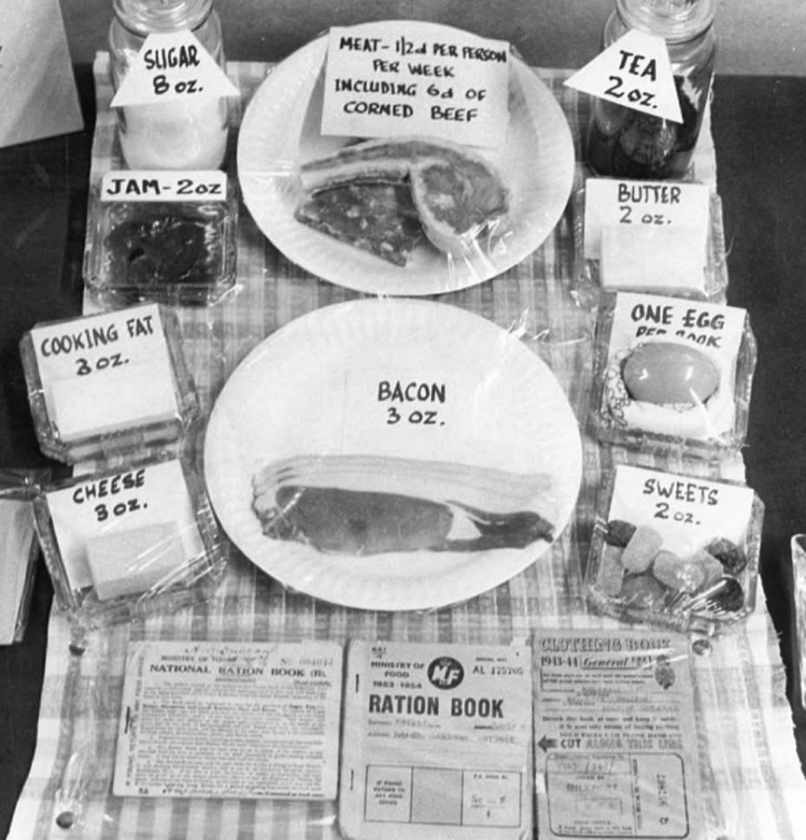 A week's ration for one adult during WWII.
