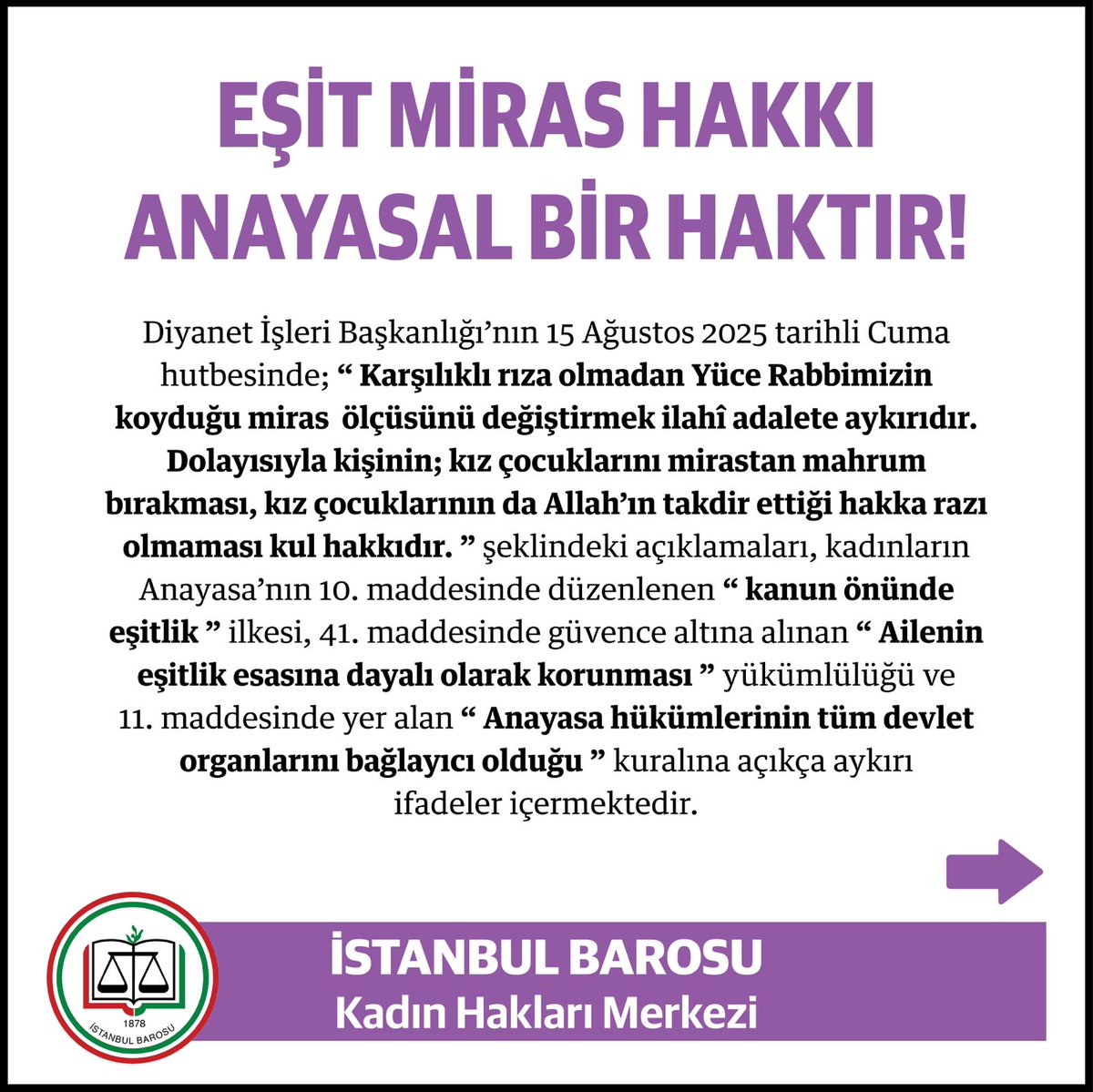 İstanbul Barosu Kadın Hakları Merkezi tweet media