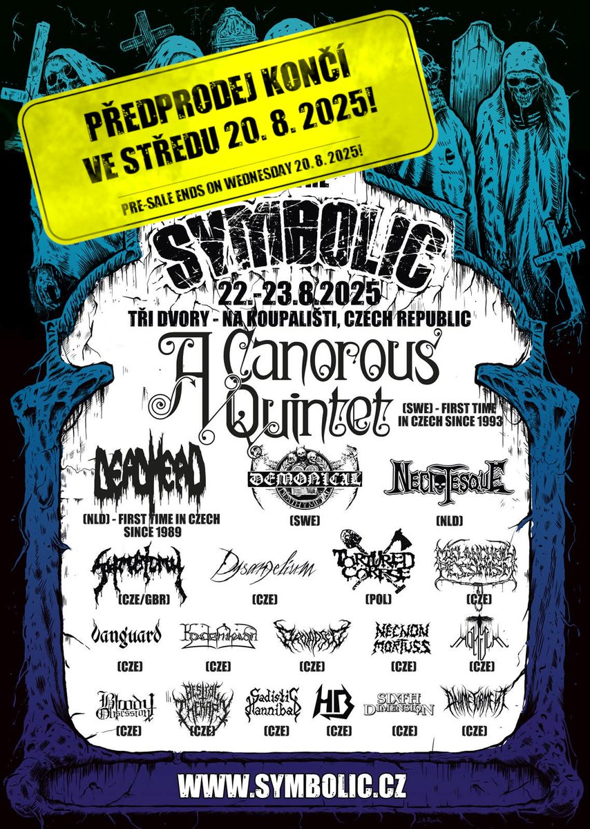 deadlystormzine's tweet image. PROMO ČLÁNEK DOPLNĚN O ROZHOVORY, RECENZE, REPORTY S VYSTUPUJÍCÍMI KAPELAMI! PROMO ARTICLE SUPPLEMENTED WITH INTERVIEWS, REVIEWS, AND REPORTS WITH PERFORMING BANDS! Info - BACK TO THE SYMBOLIC - Tři Dvory u Kolína - 22.- 23. 8. 2025!: deadlystormzine.com/2025/05/info-b… #symbolic…