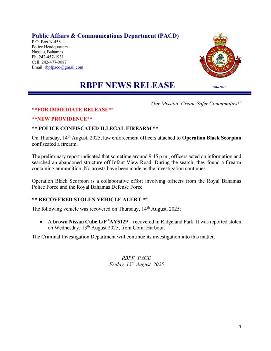 Royal Bahamas Police Force (@rbpfpolice) on Twitter photo 