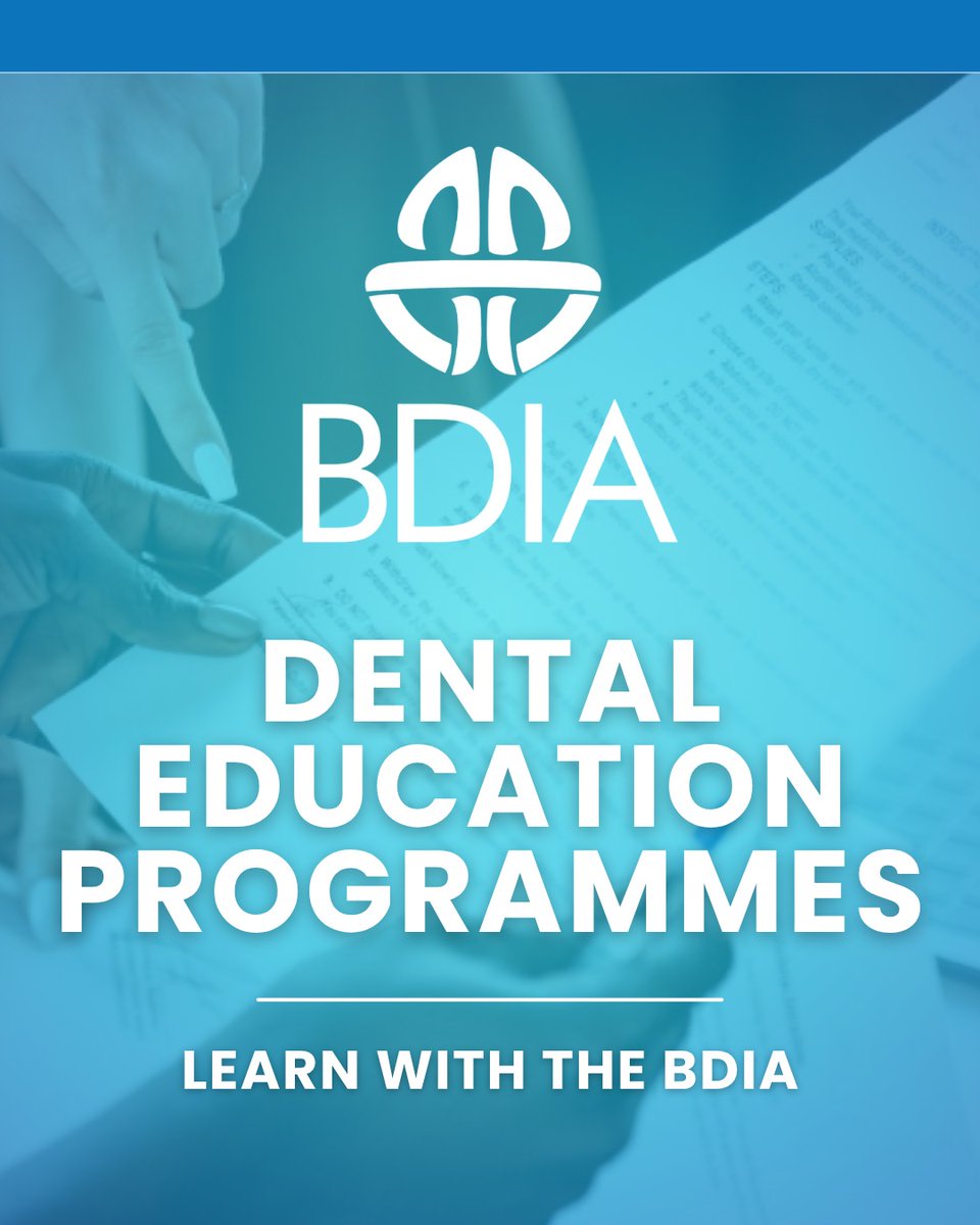 🦷 Kickstart Your Dental Industry Knowledge with the BDIA Certificate!

🖥️ On-demand exams are available once you finish the course

Start your learning journey today and gain valuable insight into the world of dentistry.
🔗 Enrol now:
bdia.org.uk/bdia-certifica…

#LearnWithBDIA