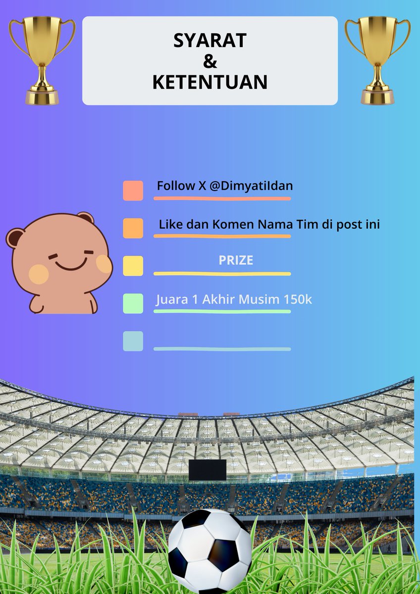 FPL Panda Coklat Season 1 resmi rilis🎉🎉🎉

- Kode cw91ma
- Syarat follow akun ini, retweet, like &amp; komen nama tim di postingan ini (supaya gampang cari juara)
- bebas ternak akun

mari kita ramaikan khazanah FPL di negeri ini🔥
#GaadaLauGaAssoy

bantu share <a href="/pisangij01/">FPL Liga Pisangijo</a> <a href="/KoFPLI/">Komunitas FPL Indonesia</a>