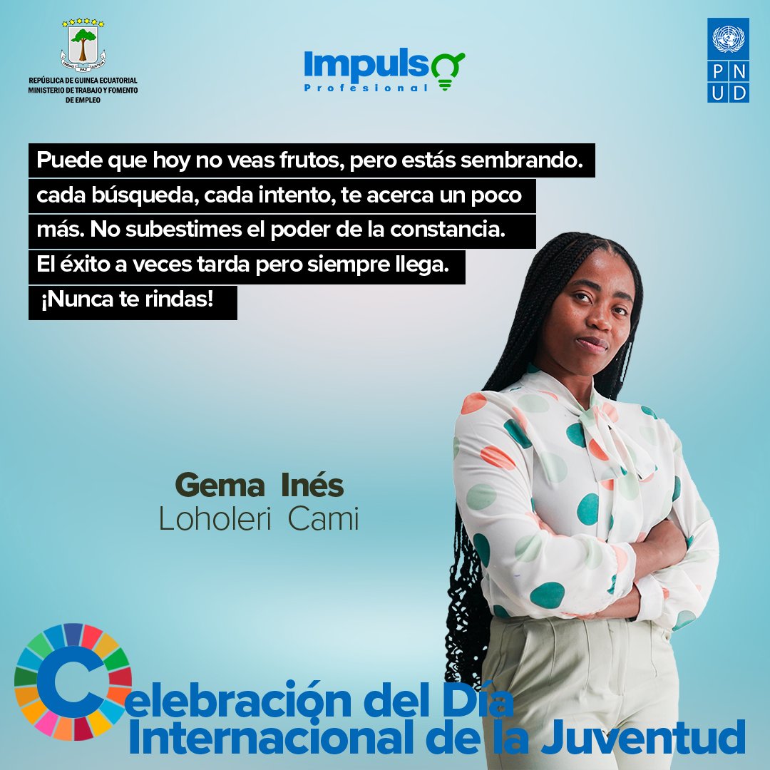 Día Internacional de la #Juventud 2025👩🏽👦🏾🇬🇶

Con acceso a educación📚, tecnología👩🏽‍💻 y empleo digno, los jóvenes pueden liderar la transformación de Guinea Ecuatorial.

Dale me gusta👍🏾❤️y comparte en pro de la juventud
#jóvenesquetransformange #impulsoprofesionalge #EmpleoDigno