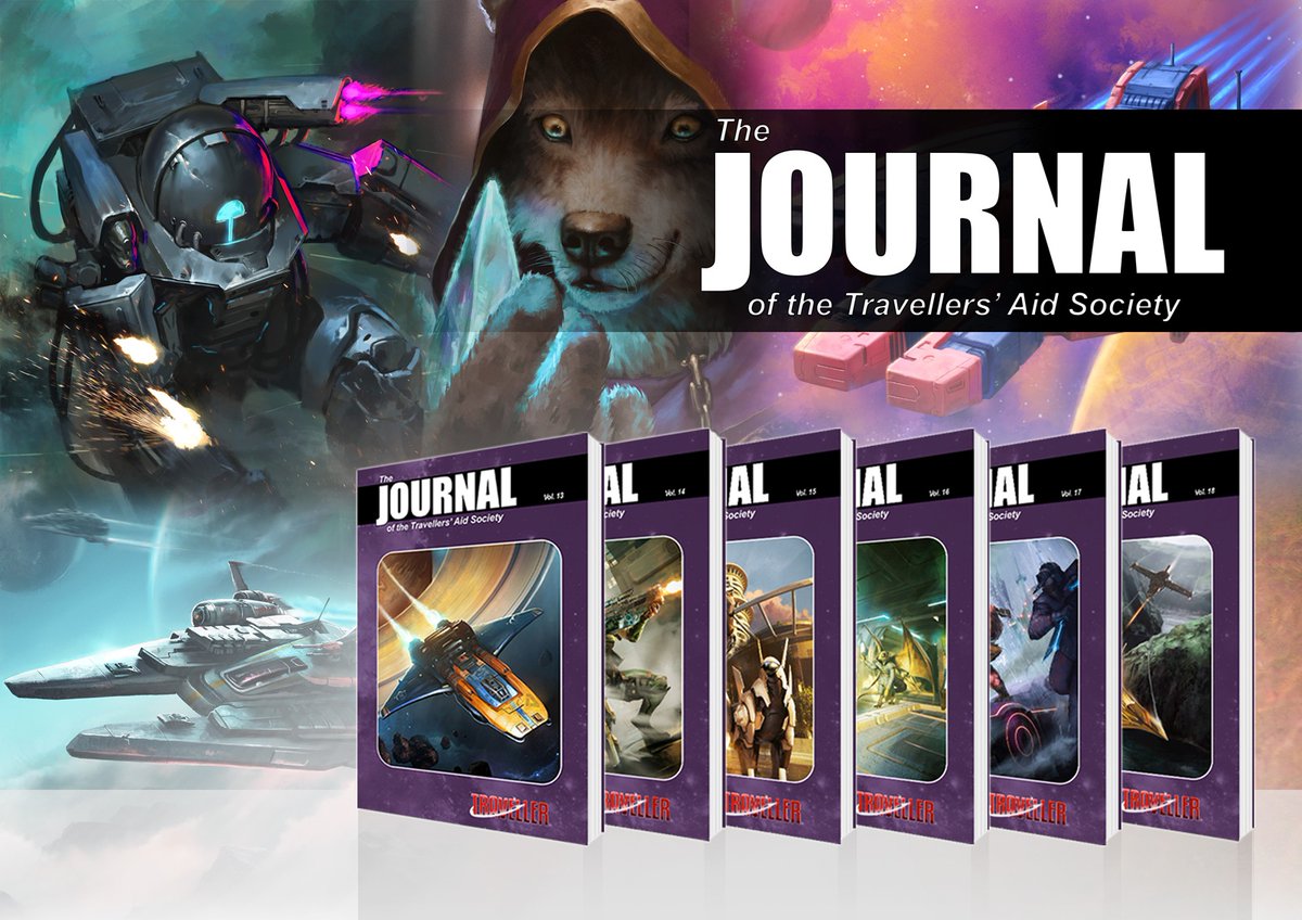 MongoosePub's tweet photo. The brand new Volumes 13-18 of the Journal of the Travellers' Aid Society have just been released, in both PDF and printed formats!

https://t.co/8UW5thpseW

Each is packed with additions for Traveller, including adventures, new ships, aliens, and more!

#ttrpg #TravellerRPG https://t.co/Um2GlLAs8l