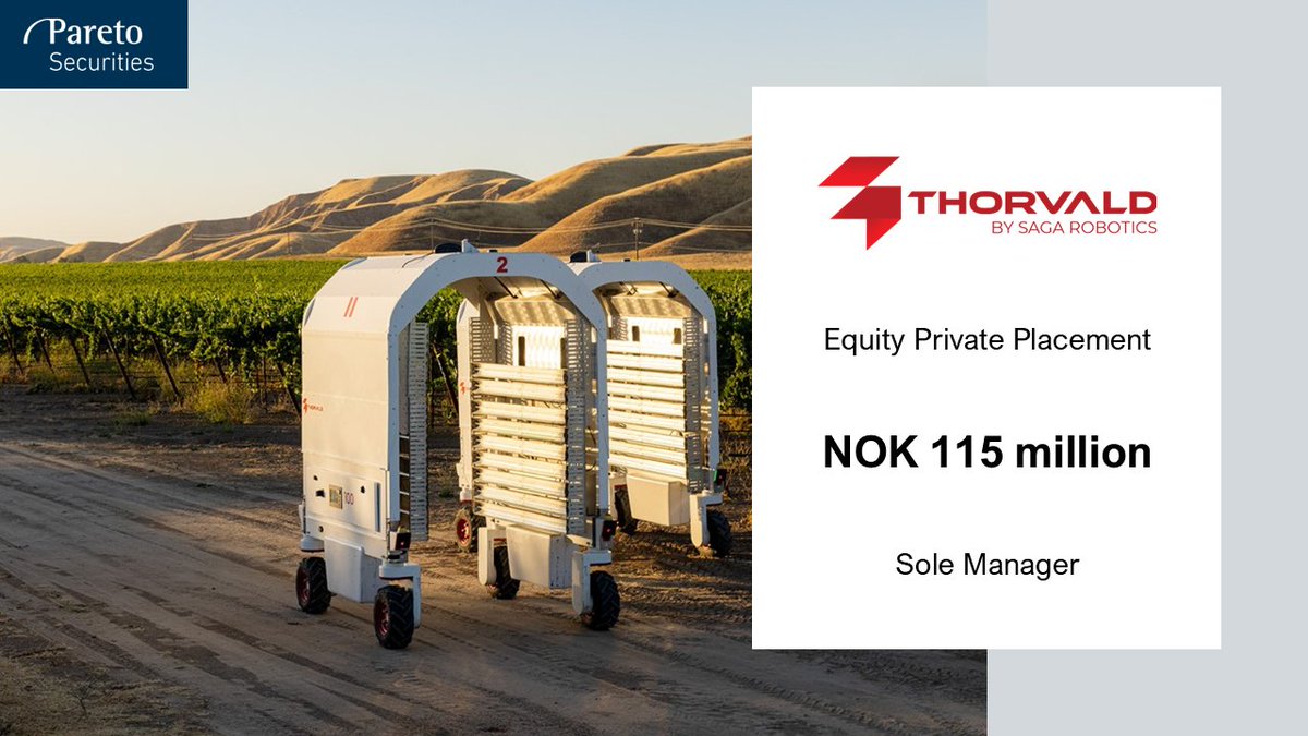 Pareto Securities acted as Sole Manager in the NOK 115 million equity raise in <a href="/SAGARobotics/">Saga Robotics</a> AS: paretosec.com/what-we-do/cre…