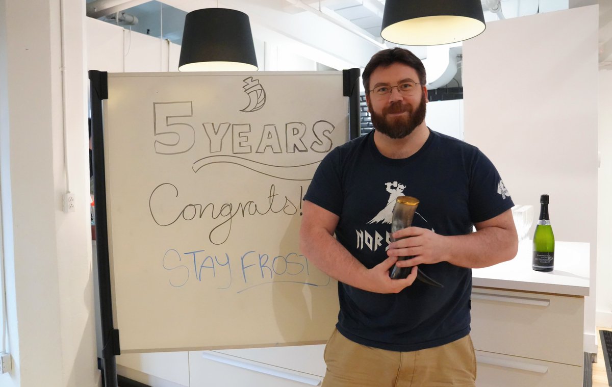 norsfell's tweet photo. We’re thrilled to celebrate Zack's 5-year anniversary at Norsfell! 🎉

As per tradition, he was bestowed a Viking horn - carved into it is the Vegvísir, a symbol of protection and guidance. 🌟 Congrats Zack! 👏 https://t.co/AJfLZyQd2W