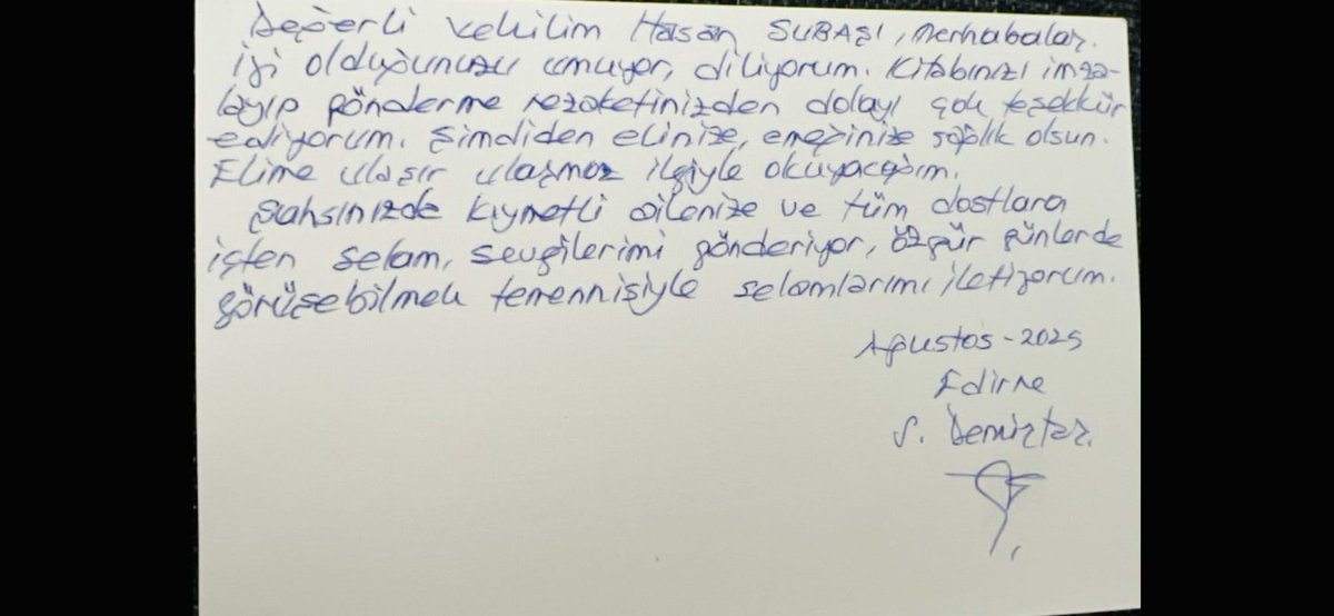 Mart ayında yayınlanan “Dar Alanda Siyaset” adlı kitabımı birçok siyasetçiye iletmiştim. Sn. Özgür Özel, Sn. Kemal Kılıçdaroğlu ve uzun süredir özgürlüğünden mahrum kısıtlı şartlarda Sn. Selahattin Demirtaş ilgi ve teşekkürlerini yazılı olarak ifade etmişlerdir. Sn. Müsavat