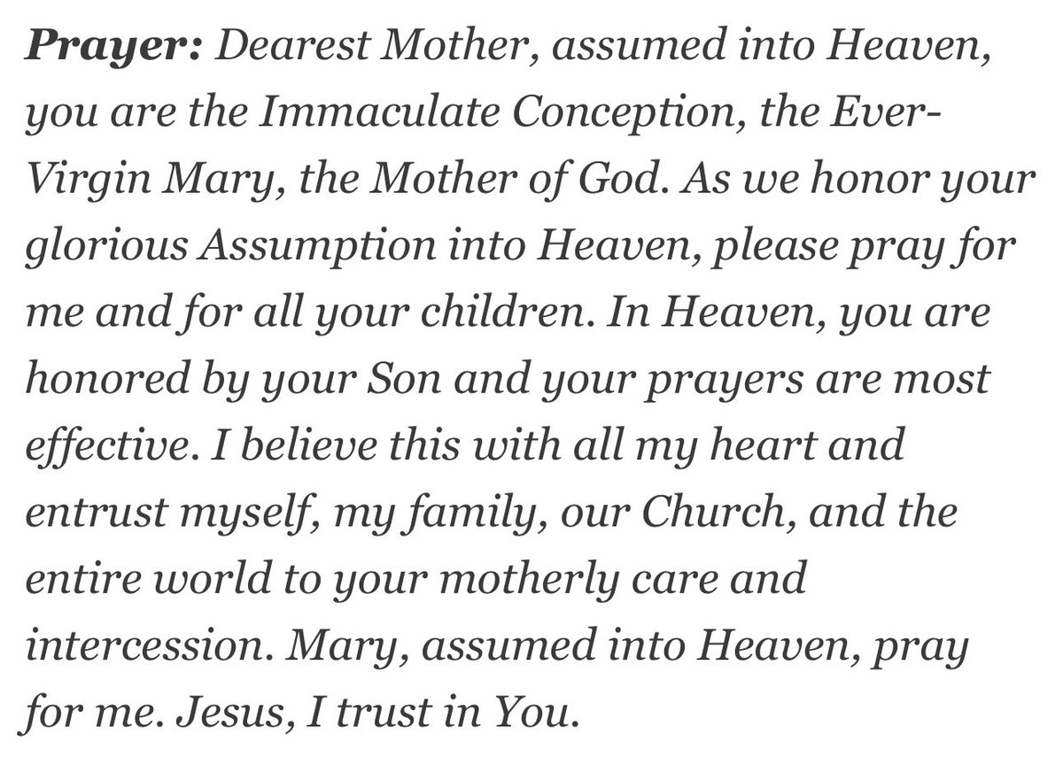 August 15th | Assumption of the Blessed Virgin Mary