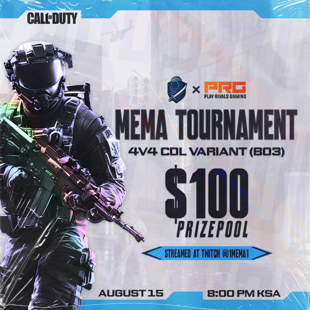 PRG (@prg_mena) on Twitter photo 🚨 4v4 PRG X <a href="/1Mema1_/">TN || Mema</a> Variant Bo3 🚨
📅 Tonight at 8pm KSA
💰 $100 for the winners
👉 playrivalsgaming.com/tournaments/ga…
#playrivalsgaming #prg #prgtournaments #battlebeaver #blackops #blackops6 #callofduty 🚨 4v4 PRG X <a href="/1Mema1_/">TN || Mema</a> Variant Bo3 🚨
📅 Tonight at 8pm KSA
💰 $100 for the winners
👉 playrivalsgaming.com/tournaments/ga…
#playrivalsgaming #prg #prgtournaments #battlebeaver #blackops #blackops6 #callofduty