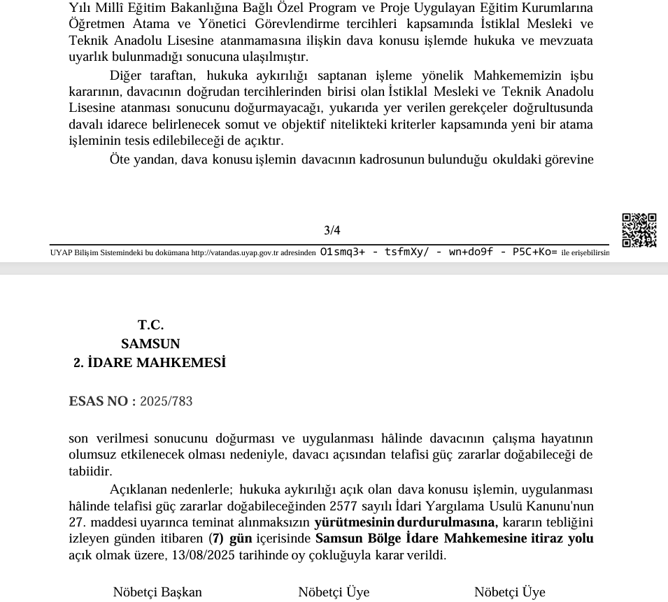 oguzozat's tweet photo. Proje Okulu atamalarına mahkemeden yürütmeyi durdurma kararı 
Samsun da proje okuluna başvuran ve ataması gerçekleştirilmeyen üyemiz adına açtığımız davada
Samsun 2 idare mahkemesi, liyakat hizmet puanı esas alınmadığı ve öğretmenin düzenin bozulduğu için telafisi mümkün olmayan maddi hasar oluştuğu için
Yürütmeyi durdurma kararı vermiştir.
Açılan dava için üyemizden en küçük ücret talep edilmemiş.
Mahkeme masraflarına kadar tarafımızca karşılanmıştır 
@egitimgucusen