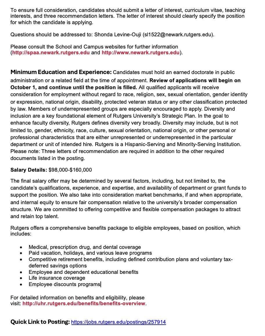 Two Faculty Positions in Public Management at <a href="/RutgersSPAA/">Rutgers SPAA</a>. 

#TenureTrack #AcademicJobs