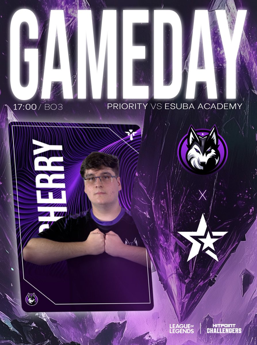 Dneska náš tým od 17 hodin hraje další BO3 zápas v Hitpoint Challengers, tentokrát proti týmu <a href="/esubacz/">eSuba</a>.

Sledovat to můžete na twitch.tv/hitpointcz, tak neváhejte se přijít podívat a fandit nám 💜🖤

Created by: <a href="/eXro_lol/">EXRO DESIGN</a>

#priority #priorit_esports #lolesportscz