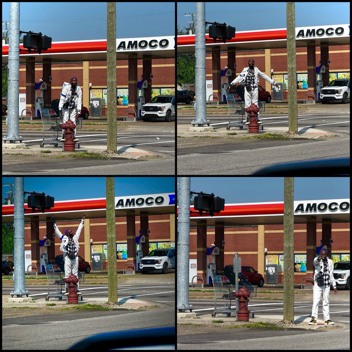 ericseals's tweet photo. Did a Diptic of the dancing guy I saw at Chalmers near I-94 in Detroit yesterday. When I drive through here I wish the traffic light would stay red just a little longer to watch a full performance 🕺🏾
#detroit #dancingguy

📸 by @ericseals of @freep https://t.co/PIB2KbESOB