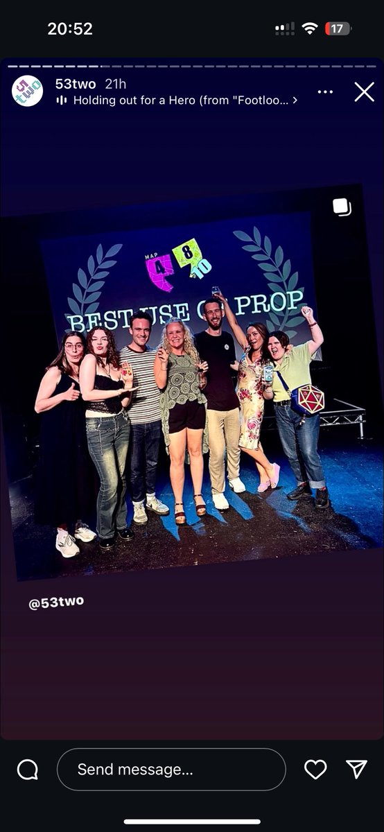 Gemzickle66's tweet image. 1 week ago I went in to a film challenge @53two #map48_10 with strangers I didn’t know who have now become friends. So honoured to have won best use of prop and won the spirit of map award. And for honourable mention for our film ‘The Fabulous life of Franny’ best weekend ever.
