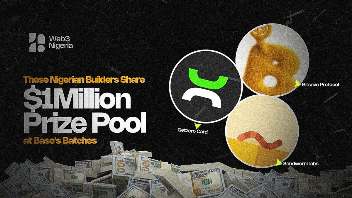 Builders from Nigeria took home a share from $1million at Base Batches and we couldn't be more proud. 

Thank you <a href="/Web3Nigeria/">Web3 Nigeria</a> for putting this out.

Read more below