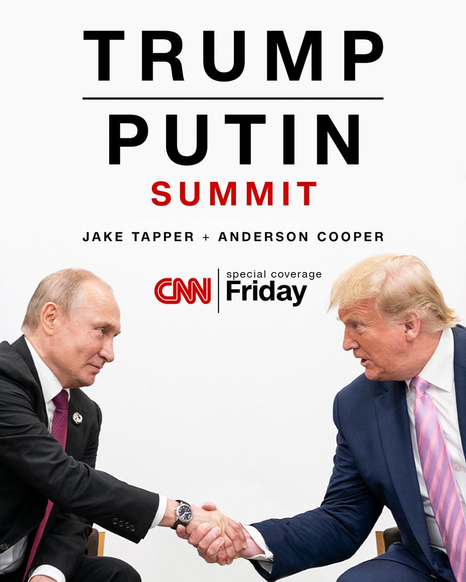 CNNPR's tweet image. TODAY: CNN&apos;s special coverage of the Trump-Putin Summit in Alaska starts at 2pET with hosts @JakeTapper and @AndersonCooper. CNN’s journalists and experts will be live from Anchorage, DC and across the globe with the latest on @CNN, CNN.com, @CNNi and CNN Max.