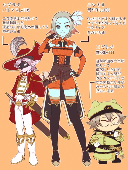 一度は描いておきたかった ドラテンのマイキャラトリオ