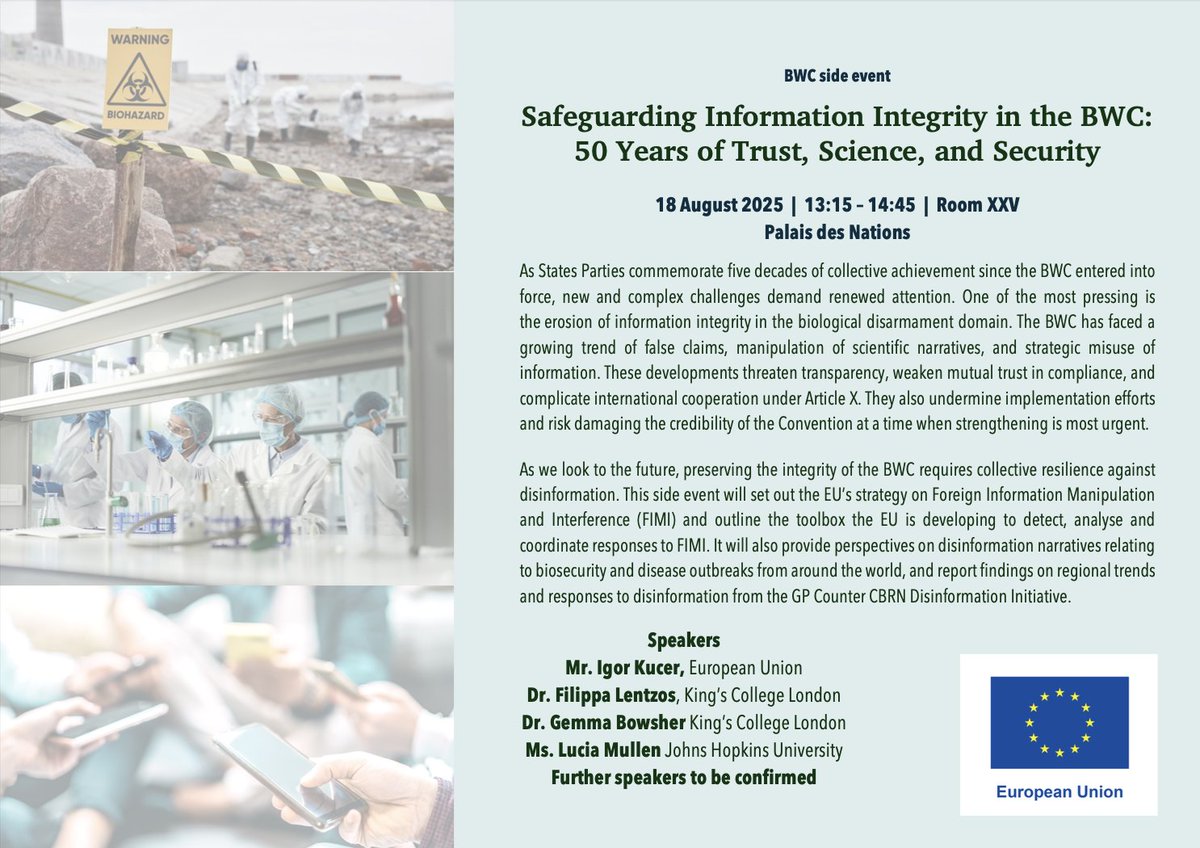 Dr Filippa Lentzos (@filippalentzos) on Twitter photo Our information space is as important as our territorial integrity. #1972BWC delegations: Join us Monday to learn about <a href="/eu_eeas/">European External Action Service - EEAS 🇪🇺</a>'s Foreign Information Manipulation and Interference (#FIMI) strategy, and the response tools <a href="/EUvsDisinfo/">EUvsDisinfo</a> and <a href="/GPWMDofficial/">Global Partnership | Weapons of Mass Destruction</a> <a href="/GPctrDisinfo/">GP WMD Counter Disinfo</a> provide. Our information space is as important as our territorial integrity. #1972BWC delegations: Join us Monday to learn about <a href="/eu_eeas/">European External Action Service - EEAS 🇪🇺</a>'s Foreign Information Manipulation and Interference (#FIMI) strategy, and the response tools <a href="/EUvsDisinfo/">EUvsDisinfo</a> and <a href="/GPWMDofficial/">Global Partnership | Weapons of Mass Destruction</a> <a href="/GPctrDisinfo/">GP WMD Counter Disinfo</a> provide.