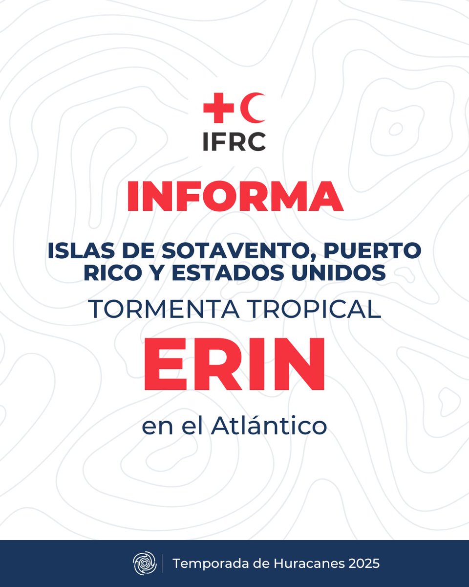 IFRC_es's tweet photo. 🌧️ #IFRCInforma | La Tormenta Tropical Erin traerá lluvias fuertes a las Islas de Sotavento, Islas Vírgenes y el sur y este de Puerto Rico, con riesgo de inundaciones y deslizamientos este fin de semana y comienzos de la próxima semana. https://t.co/YPBap7Djaq