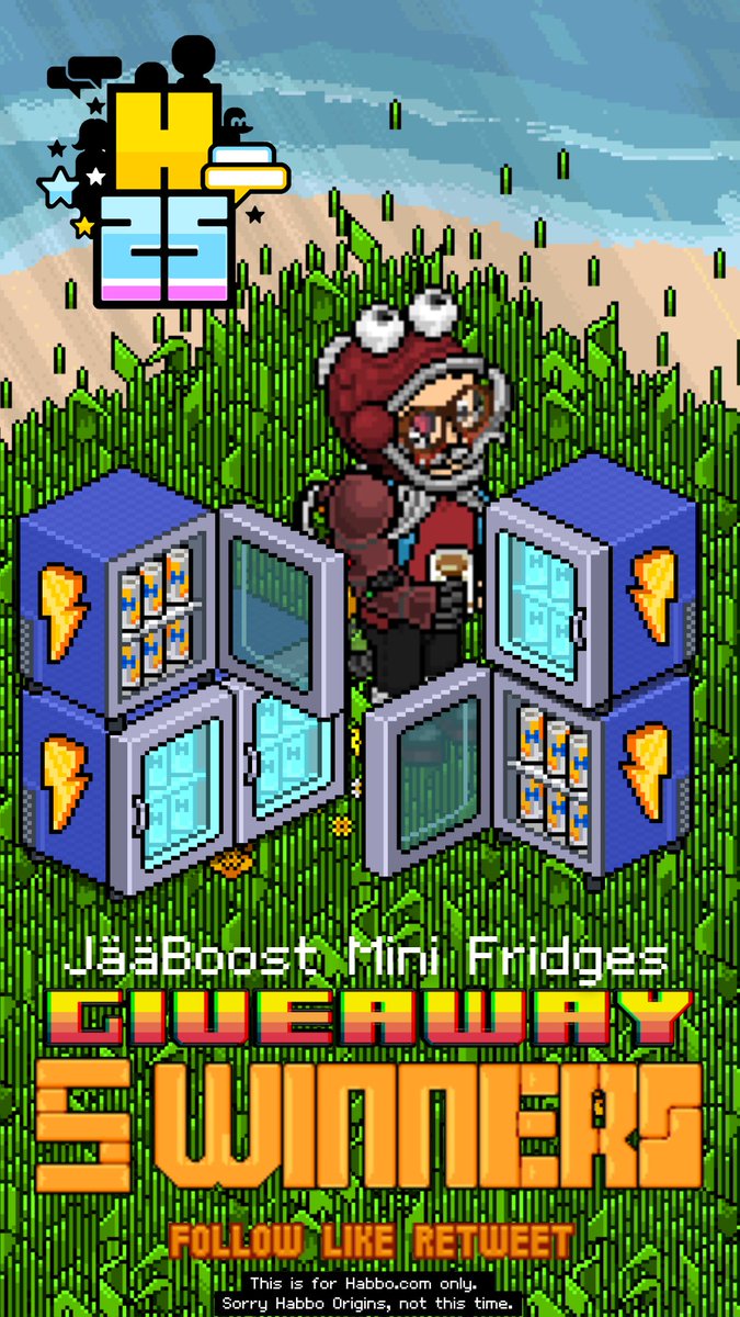 BobBarker™ (@bobbarkerhabbo) on Twitter photo 🚨 HABBO 25 GIVEAWAY! 🚨
I'm giving away 5x JääBoost Mini Fridges to celebrate Habbo’s 25th anniversary! 🥳
To enter:
✅ Follow me, <a href="/bobbarkerHabbo/">BobBarker™</a>
✅ Like this post
✅ Retweet this post
⏰ Winners will be picked randomly on Monday, August 18th at 12PM PST, don’t miss out! 🚨 HABBO 25 GIVEAWAY! 🚨
I'm giving away 5x JääBoost Mini Fridges to celebrate Habbo’s 25th anniversary! 🥳
To enter:
✅ Follow me, <a href="/bobbarkerHabbo/">BobBarker™</a>
✅ Like this post
✅ Retweet this post
⏰ Winners will be picked randomly on Monday, August 18th at 12PM PST, don’t miss out!