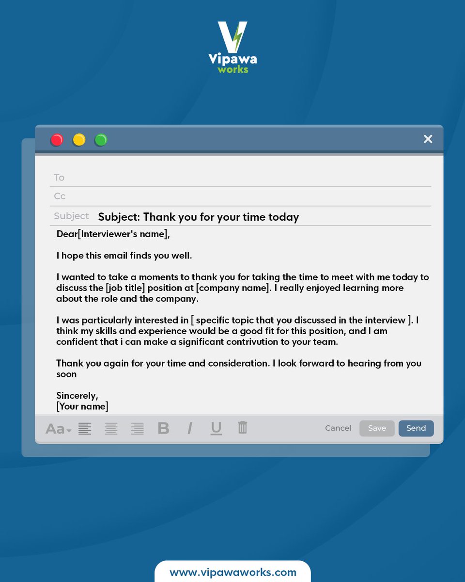 Vipawaworks's tweet photo. Stand out after an interview with a simple thank-you note 💌 It shows professionalism, gratitude &amp; leaves a lasting impression. 

Have you ever sent one? Did it help? 
Let us know in comments 

#InterviewTips #JobSearch #CareerGrowth #ThankYouNote #vipawaworks https://t.co/sa39mV4p3G