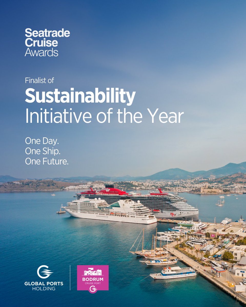 We are proud to announce that Bodrum Cruise Port has been shortlisted in the Sustainability Initiative of the Year category at the 2025 Seatrade Cruise Awards for its One Day. One Ship. One Future. program.

Winners will be announced at Seatrade Europe in Hamburg on September 10.