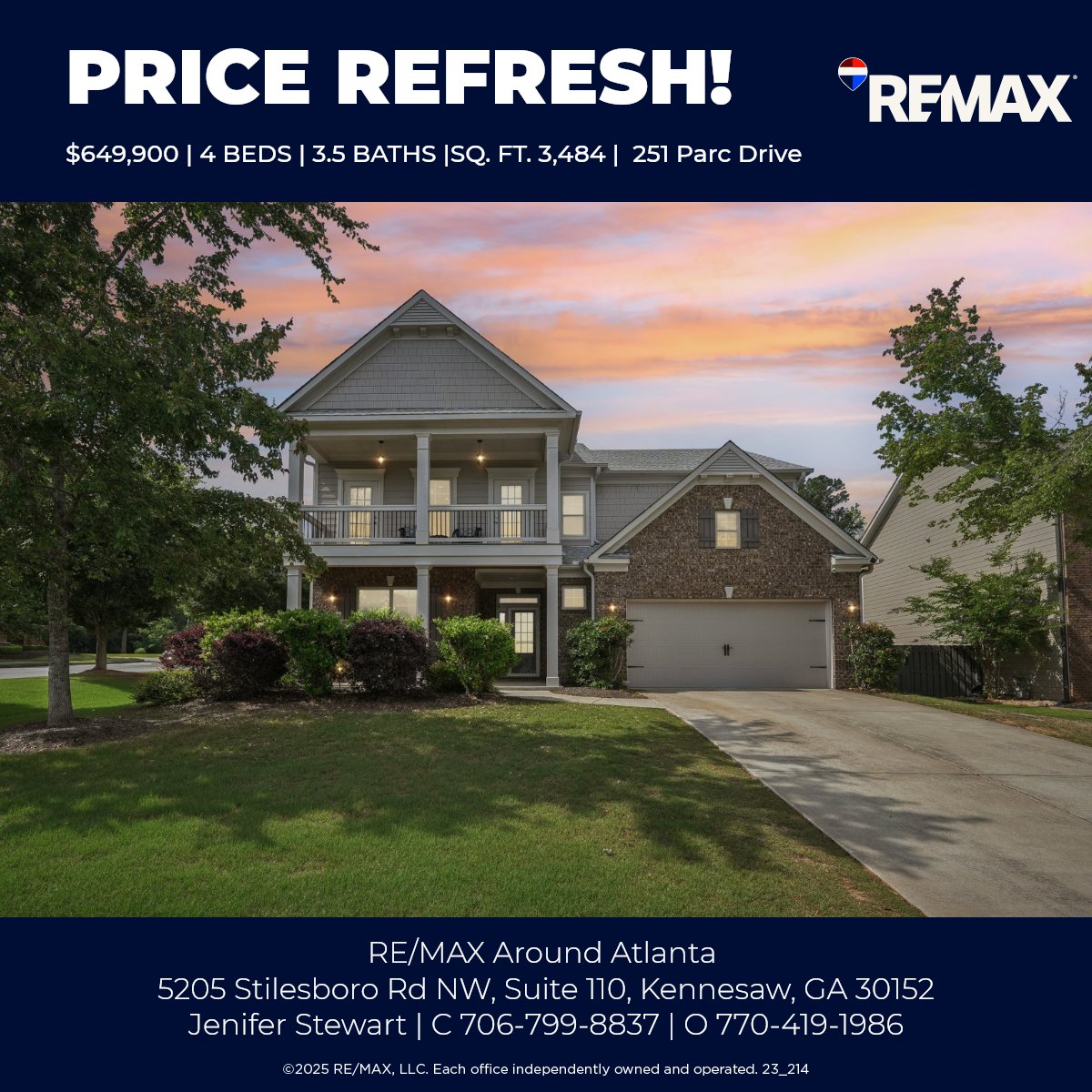 JStewartRealtor's tweet photo. 🎉🎉NOW LISTED AT $649,900! 🎉🎉
251 Parc Drive, Canton, GA

Spacious 4BR/3.5BA (3,484 sq ft!) Home off of Bells Ferry Rd - Minutes to Lake Allatoona! Possible Loan Assumption at 3.26%! 

Call for more info!
Jenifer Stewart - REMAX Around Atlanta
Cell 706-799-8837 O 770-419-1986 https://t.co/eXTreMfBM5