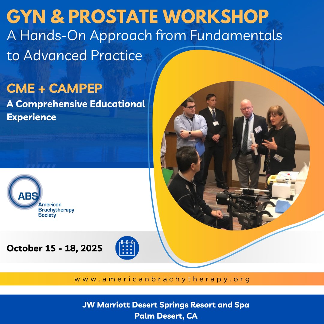 Join Us for the ABS Hands-On Workshop! A comprehensive educational event designed for interventional radiation oncology professionals, offering the opportunity to earn CME, CEUs, or CAMPEP credits. bit.ly/4m8vC4t #radonc  #CME  #CAMPEP  #MedPhys