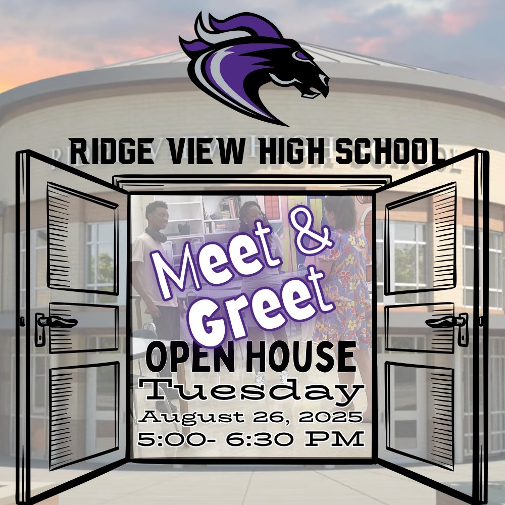 Ridge View High School: A Med Pro Magnet (@rvhs) on Twitter photo ๐โจ Hey Blazers! โจ๐
Weโre rolling out the welcome mat for our RVHS Open House & Meet & Greet ๐๐ฉถ
๐
Tues, Aug 26, 2025
๐ 5:00 โ 6:30 PM
๐ Ridge View High School
Meet your teachers ๐ฉ๐ฝโ๐ซ๐จโ๐ซ
See your friends ๐
Check out your classrooms ๐ซ
ย ๐ฅ #FuelTheFlame #BlazerPride ๐โจ Hey Blazers! โจ๐
Weโre rolling out the welcome mat for our RVHS Open House & Meet & Greet ๐๐ฉถ
๐
Tues, Aug 26, 2025
๐ 5:00 โ 6:30 PM
๐ Ridge View High School
Meet your teachers ๐ฉ๐ฝโ๐ซ๐จโ๐ซ
See your friends ๐
Check out your classrooms ๐ซ
ย ๐ฅ #FuelTheFlame #BlazerPride