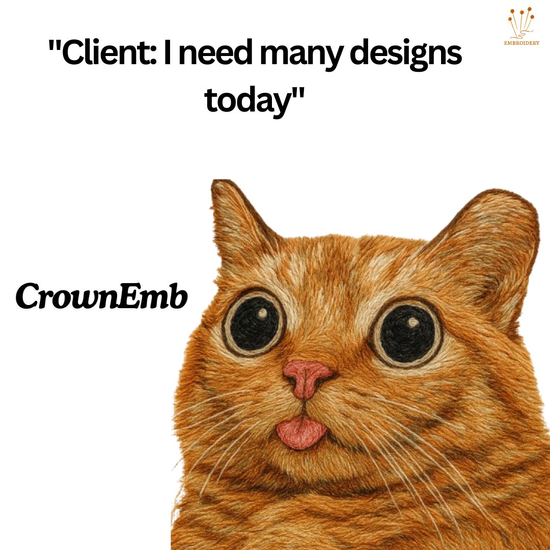 crown_emb's tweet photo. "Client: I need MANY designs today…
Me: Activating Turbo Stitch Mode 🧵⚡"

📩 info@crownemb.com — Send your designs today!

#crownemb #EmbroideryLife #EmbroideryDesign #EmbroideryDigitizing #DigitizingLife #EmbroideryArt #CustomEmbroidery #DesignHustle #EmbroideryBusiness https://t.co/CXebI4Le6w