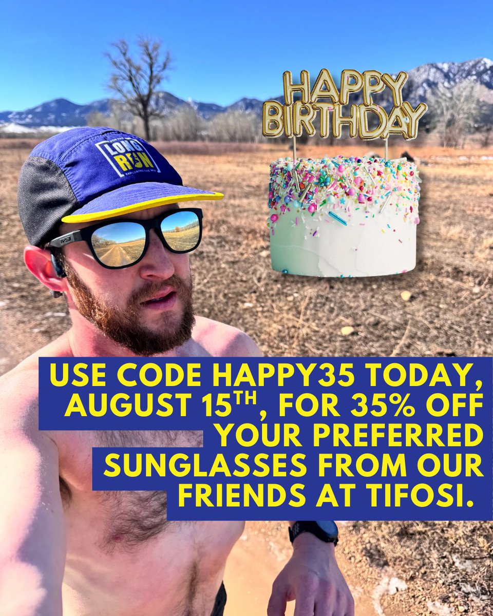 For The Long Run Podcast: Exploring the Why (@forthelrpod) on Twitter photo It’s my birthday🎉 and I’m celebrating in a whole new way!
Instead of just cake (okay… also cake🍰), I’m giving YOU the gift→ 35% OFF at <a href="/tifosioptics/">Tifosi Optics</a>🕶
One day only. Deepest discount yet.
Summer’s not over, and sunnies are a year-round mood.
Use code HAPPY35 to grab yours! It’s my birthday🎉 and I’m celebrating in a whole new way!
Instead of just cake (okay… also cake🍰), I’m giving YOU the gift→ 35% OFF at <a href="/tifosioptics/">Tifosi Optics</a>🕶
One day only. Deepest discount yet.
Summer’s not over, and sunnies are a year-round mood.
Use code HAPPY35 to grab yours!