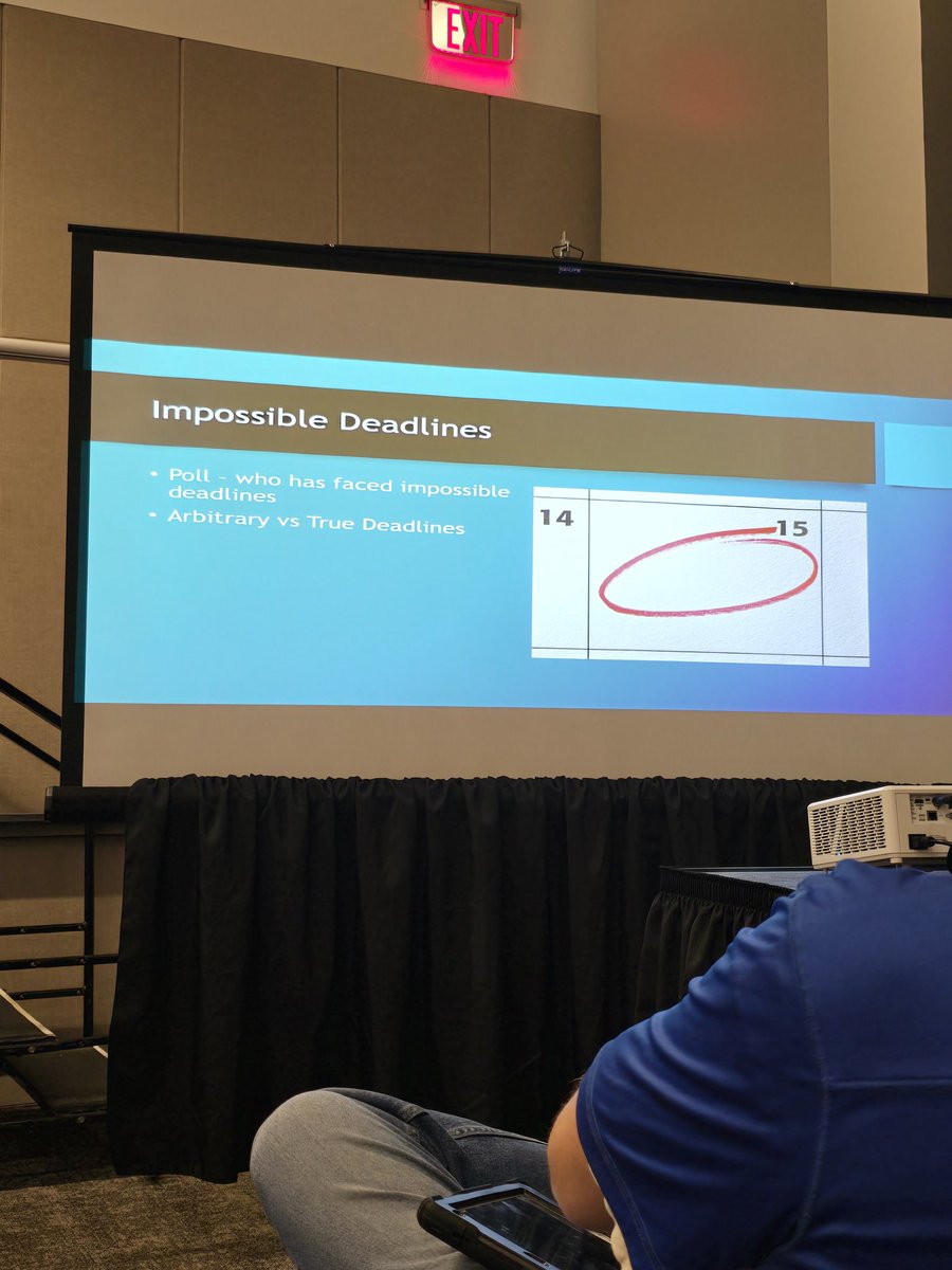 Meniouss's tweet image. Listening to Drew Spencer explain his experience with &apos;Crisis Coding - Navitgating Impossible Deadlines&apos; at #kcdc2025.