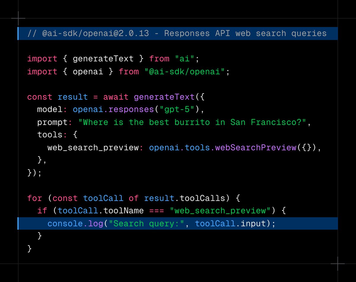 Access the search queries that OpenAI's web search tool uses via the Responses API.