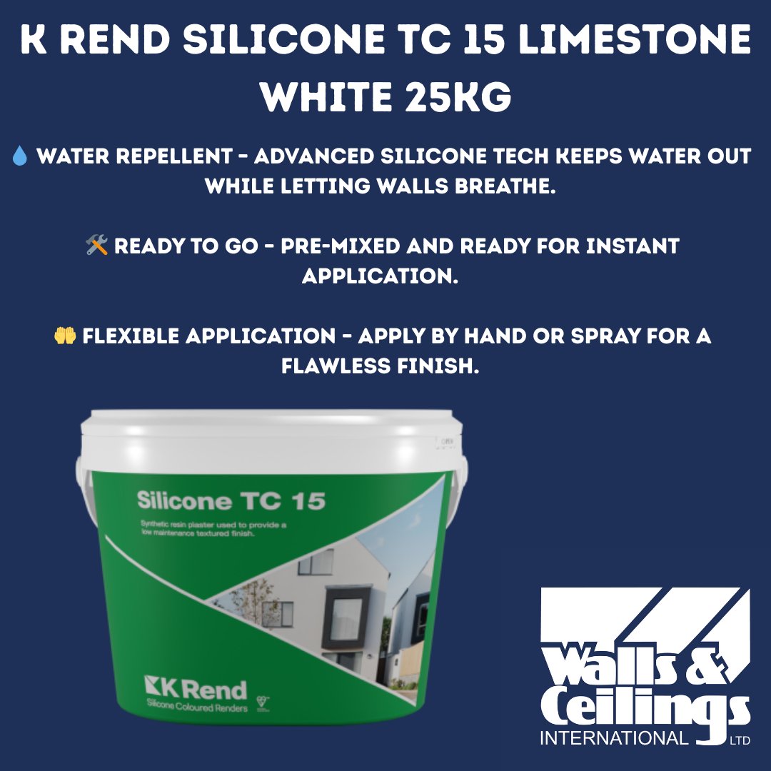 It's render season!

K Rend Silicone TC 15 – A durable, low-maintenance render with a stylish textured finish, designed for lasting performance and curb appeal.

Shop here: walls-and-ceilings.co.uk/k-rend-silicon…